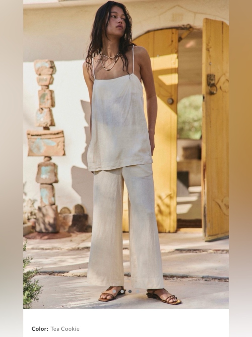 Free People Cream Linen-Blend Set